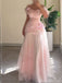 Elegant Pink Off-Shoulder A-Line Long Prom Dress Ideas, Evening Party Dresses, OLP1481