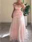 Elegant Pink Off-Shoulder A-Line Long Prom Dress Ideas, Evening Party Dresses, OLP1481
