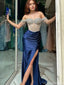 Sexy Off-Shoulder Mermaid Side Slit Long Prom Dress Ideas, Evening Party Dresses, OLP1258