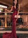 Charming Red V-Neck Mermaid Long Prom Dress Ideas, Evening Party Dresses, OLP1652