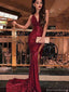 Charming Red V-Neck Mermaid Long Prom Dress Ideas, Evening Party Dresses, OLP1652