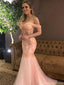 Sexy Pink Off-Shoulder Mermaid Long Prom Dress Ideas, Evening Party Dresses, OLP1500