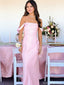 Classy Off-the-Shoulder Pink Satin Mermaid Prom Dresses, Evening Party Dresses,OLP1712
