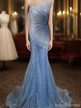 Unique Blue Sweetheart Mermaid Long Prom Dress Ideas, Evening Party Dresses, OLP1538