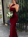 Sexy Burgundy One-Shoulder Mermaid Long Prom Dress Ideas, Evening Party Dresses, OLP1638