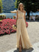 Elegant Champagne One Shoulder Chiffon Prom Dress,Evening Party Dress,OLP1856