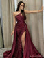 Sexy Burgundy One-Shoulder Mermaid Long Prom Dress Ideas, Evening Party Dresses, OLP1666
