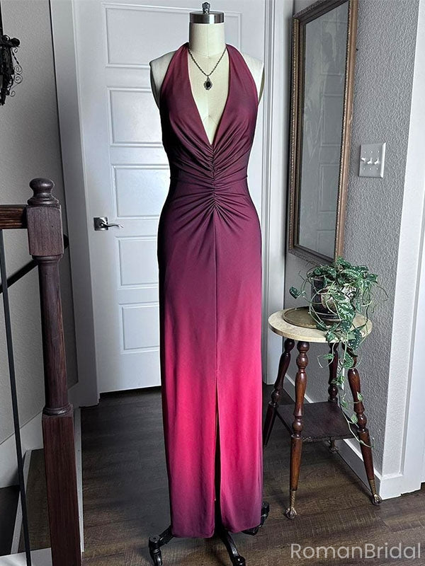 Unique Red V-Neck Mermaid Long Prom Dress Ideas, Evening Party Dresses, OLP1410