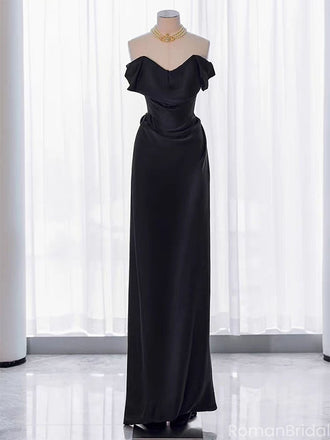 Elegant Black Off-Shoulder Mermaid Long Prom Dress Ideas, Evening Party Dresses, OLP1373
