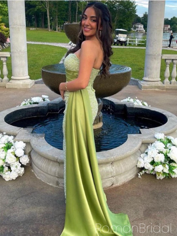 Sexy Sweetheart Sleeveless Mermaid Sequin Long Evening Prom Dresses Online, OLP698