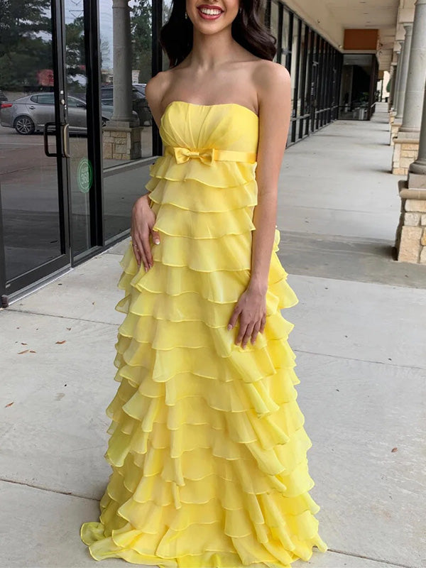 Simple Sweetheart A-line Ruffles Long Prom Dress Online, OL322