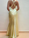 Sexy V-neck Sleeveless Mermaid Satin Evening Prom Dresses Online, OLP941