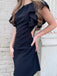 Sexy High Short Cap Sleeve Satin Black Mermaid Homecoming Dresses For Party Online, HD0973