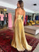 Soft Spaghetti Strap Sleeveless Mermaid Satin Evening Prom Dresses Online, OLP1046