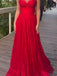 Elegant Sweetheart Sleeveless A-line Satin Long Evening Prom Dresses Online, OLP674