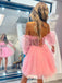 Elegant Off-shoulder Short A-line Tulle Homecoming Dresses For Party Online, HD0798