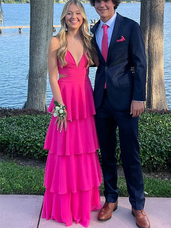 Soft V-neck Sleeveless A-line Jersey Evening Prom Dresses Online, OLP960