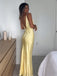 Soft Spaghetti Strap Sleeveless Mermaid Satin Evening Prom Dresses Online, OLP1089