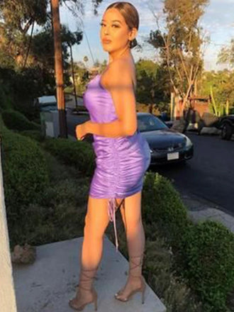 Sexy Spaghetti Strap Sleeveless Short mermaid Satin Homecoming Dresses For Party Online, HD0938