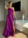 Sexy One-shoulder Sleeveless Mermaid Satin Evening Prom Dresses Online, OLP848