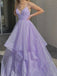 Formal Spaghetti Strap Sleeveless A-line Tulle Long Evening Prom Dresses Online, OLP638