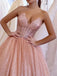 Shiny Sweetheart Sleeveless A-line Sequin Long Prom Dresses Online, OLP622