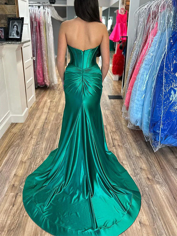 Sexy Sweetheart Satin Mermaid Long Prom Dress With Trailing Online, OL306