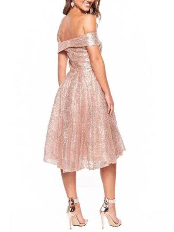 Shiny Off-shoulder Sleeveless A-line Sequin Homecoming Dresses For Party Online, HD1073