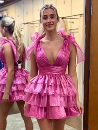 Elegant V-neck Sleeveless Short A-line Homecoming Dresses For Party Online, HD0850