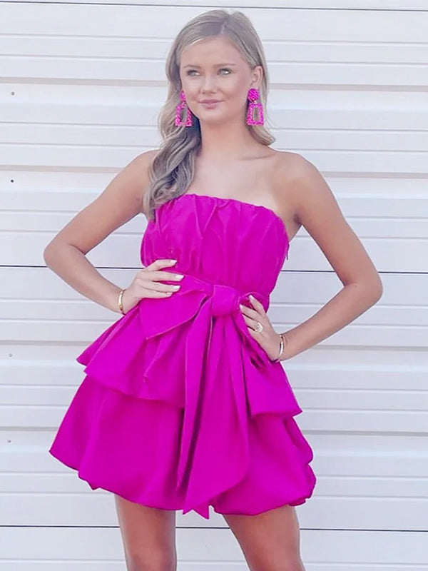 Simple Sweetheart Short Sleeveless Satin A-line Homecoming Dresses For Party Online, HD0958