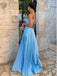 Simple Sweetheart Sleeveless A-line Chiffon Long Evening Prom Dresses Online, OLP722