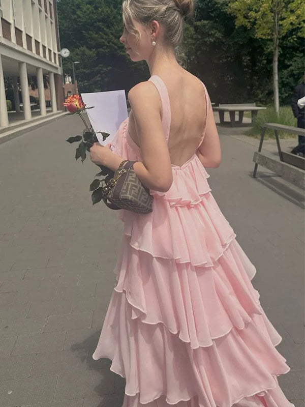 Soft Halter Sleeveless A-line Satin Evening Prom Dresses Online, OLP913