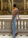 Formal One-shoulder Sleeveless Mermaid Satin Evening Prom Dresses Online, OLP836