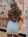 Shiny Spaghetti Strap V-neck Sleeveless Short Sequin Mermaid Homecoming Dresses For Party Online, HD0802