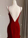 Sexy Halter Strap Sleeveless Mermaid Red Satin Long Evening Prom Dresses Online, OLP626