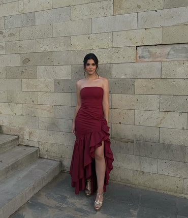 Sexy Sweetheart Sleeveless Mermaid Satin Evening Prom Dresses Online, OLP1028