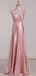 Soft V-neck Sleeveless Mermaid Satin Evening Prom Dresses Online, OLP844