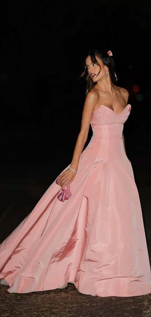 Formal Sweetheart Sleeveless A-line Satin Long Prom Dresses With Trailing Online, OL554