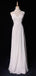 Simple Spaghetti Strap Sleeveless A-line Chiffon White Long Prom Dresses For Party Online, OL390