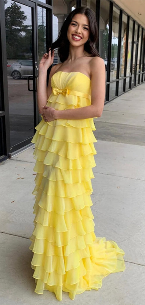 Simple Sweetheart A-line Ruffles Long Prom Dress Online, OL322