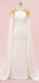 Elegant Scoop Cap Sleeve Mermaid Satin White Long Prom Dresses With Trailing For Party Online, OL329