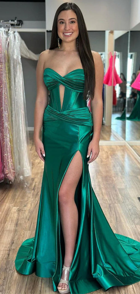 Sexy Sweetheart Satin Mermaid Long Prom Dress With Trailing Online, OL306