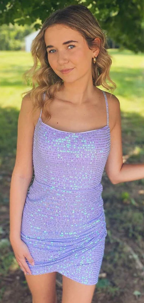 Sexy Spaghetti Strap Sleeveless Sequin Mermaid Homecoming Dresses For Party Online, HD0977