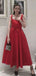 Formal Square Sleeveless A-line Satin Evening Prom Dresses Online, OLP899