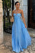 Simple Sweetheart Sleeveless A-line Chiffon Long Evening Prom Dresses Online, OLP722