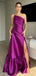 Sexy One-shoulder Sleeveless Mermaid Satin Evening Prom Dresses Online, OLP848