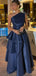 Formal One shoulder Sleeveless A-line Satin Long Evening Prom Dresses Online, OLP694