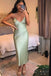 Soft Spaghetti Strap Sleeveless Mermaid Satin Evening Prom Dresses Online, OLP1076