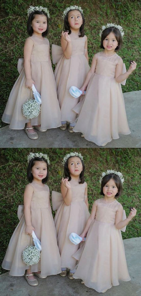 Simple High Neck Sleeveless A-line Flower Girl Dresses For Wedding Party, FGS0031