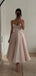 Spaghetti Strap Sleeveless A-line Crepe Pink Long Prom Dresses Online, OL510